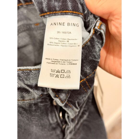 Anine Bing Hugh High Waisted Denim Wide-Leg Jeans Dark Indigo Women's Size 28 - Picture 6 of 6